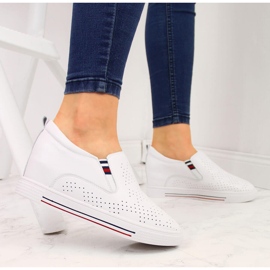 Deportivas de mujer en piel con cuña calada blanca Filippo blanco 5