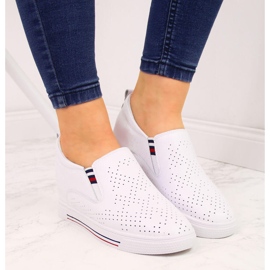Deportivas de mujer en piel con cuña calada blanca Filippo blanco 6