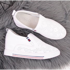 Deportivas de mujer en piel con cuña calada blanca Filippo blanco 3