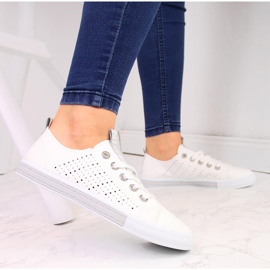 Zapatillas de mujer con cuero ecológico blanco Filippo 5