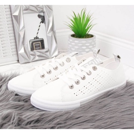 Zapatillas de mujer con cuero ecológico blanco Filippo 3