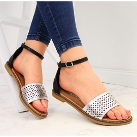 Sandalias mujer con remaches negro y plata Filippo 1