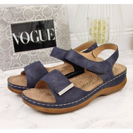 Sandalias mujer eVento azul marino con velcro 6