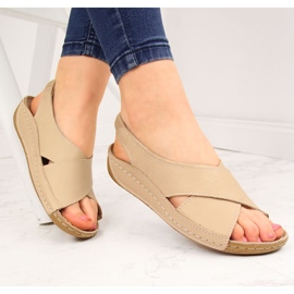 T.Sokolski Sandalias mujer en piel beige, slip-on T. Sokolski 1