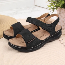 Sandalias de mujer negras con velcro negro eVento 3