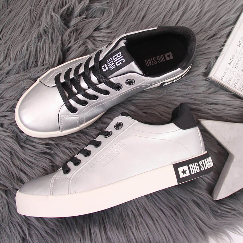 Zapatillas bajas de mujer con ecopiel plata Big Star II274034 1
