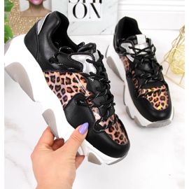 Deportivas de piel mujer leopardo Goe II2N4067 negro 2