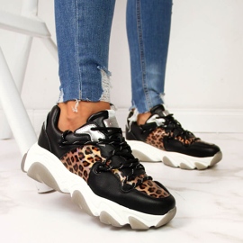 Deportivas de piel mujer leopardo Goe II2N4067 negro 5