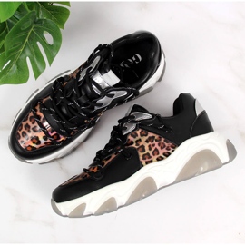 Deportivas de piel mujer leopardo Goe II2N4067 negro 3