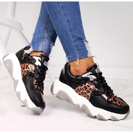 Deportivas de piel mujer leopardo Goe II2N4067 negro 1