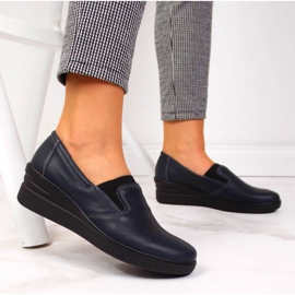 Zapatos cómodos mujer piel azul marino Helios 349 5