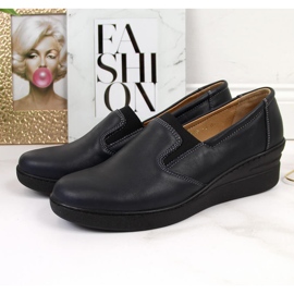 Zapatos cómodos mujer piel azul marino Helios 349 4