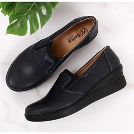 Zapatos cómodos mujer piel azul marino Helios 349 3