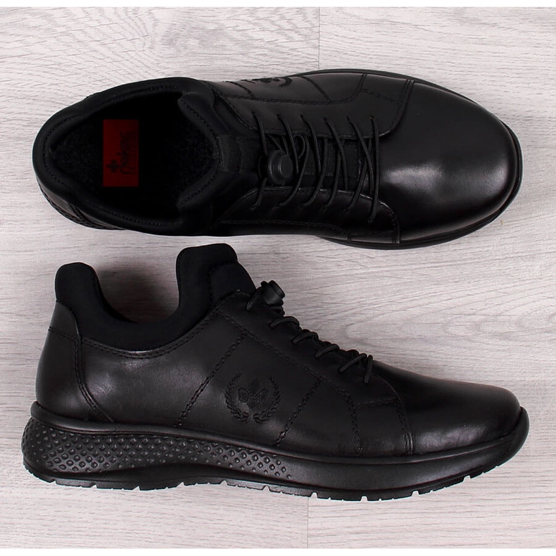 Zapatos casual de hombre en piel negra Rieker B7694-00 negro 1