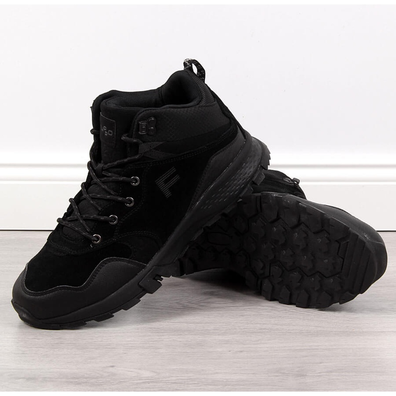 Botas de montaña de hombre Filippo de piel negra negro 1