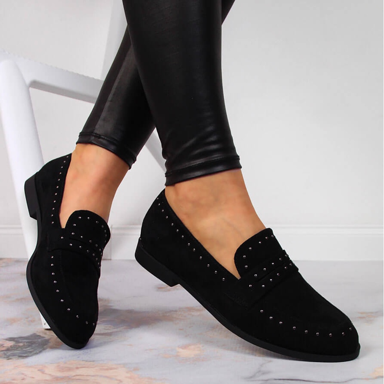 Zapatos mujer ante con remaches negro Laura La.Fi 1