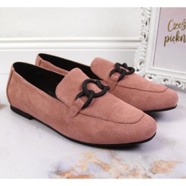 Zapatos señoriales con cadena rosa sucio Laura La.Fi rosado 4