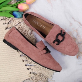 Zapatos señoriales con cadena rosa sucio Laura La.Fi rosado 3