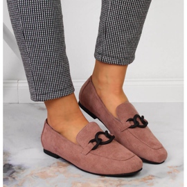 Zapatos señoriales con cadena rosa sucio Laura La.Fi rosado 5