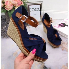 Sandalias alpargatas con cuña azul marino Big Star JJ274938 1