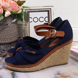 Sandalias alpargatas con cuña azul marino Big Star JJ274938 2