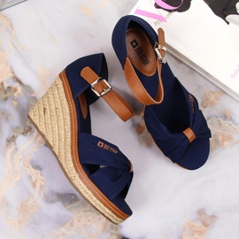 Sandalias alpargatas con cuña azul marino Big Star JJ274938 3