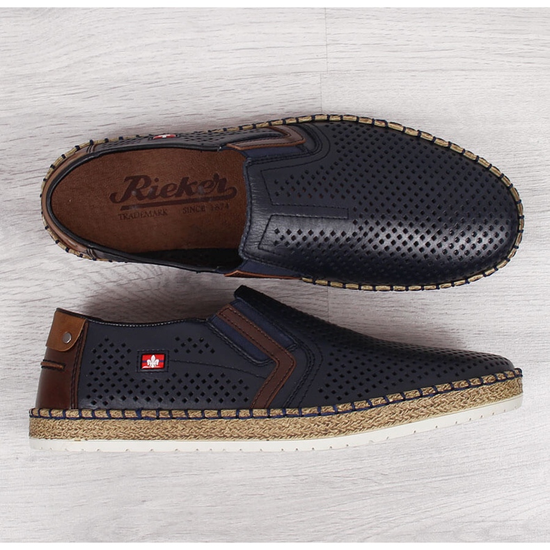 Zapatos hombre calados azul marino Rieker B5297-14 1