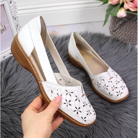 Zapatos mujer piel calada blanca Rieker 41356 blanco 10