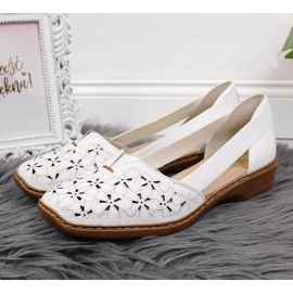 Zapatos mujer piel calada blanca Rieker 41356 blanco 9