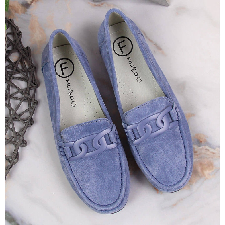 Mocasines mujer piel azul Filippo 2