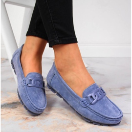 Mocasines mujer piel azul Filippo 5