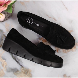 Mocasines mujer Filippo piel negra negro 3