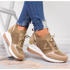 Zapatos con cordones mujer beige Vinceza 4