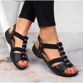 Zapatos romanos de mujer en piel negra Rieker 64580 negro 5