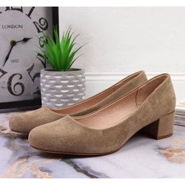 Zapatos de tacón en bloque de gamuza beige Sergio Leone 2
