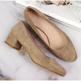 Zapatos de tacón en bloque de gamuza beige Sergio Leone 3