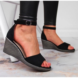 Sandalias mujer cuña negras Potocki negro 5