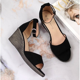 Sandalias mujer cuña negras Potocki negro 3