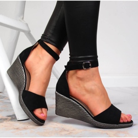 Sandalias mujer cuña negras Potocki negro 4