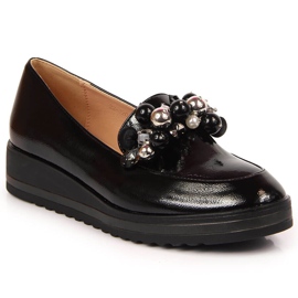 Zapatos de mujer lacados con cuentas Potocki negras negro 2