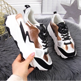 Zapatillas de mujer en la plataforma Potocki blanca y dorada. blanco dorado 3