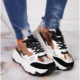 Zapatillas de mujer en la plataforma Potocki blanca y dorada. blanco dorado 6