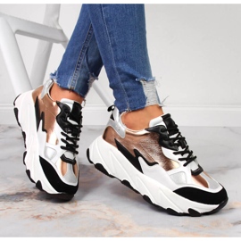 Zapatillas de mujer en la plataforma Potocki blanca y dorada. blanco dorado 1