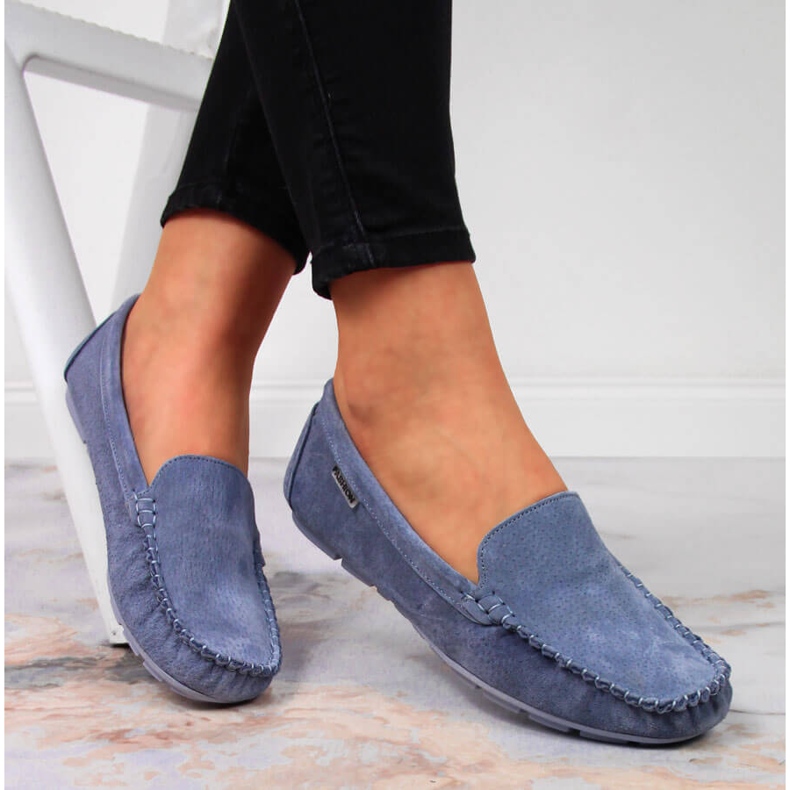 Mocasines mujer piel azul Vinceza 1