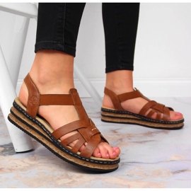 Marrón Sandalias cuña de mujer Rieker 62918-22 en marrón 5