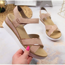 Sandalias mujer cuña rosa empolvado Rieker V38G9-31 rosado 1