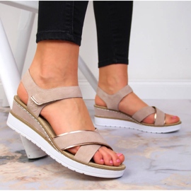 Sandalias mujer cuña rosa empolvado Rieker V38G9-31 rosado 5