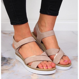 Sandalias mujer cuña rosa empolvado Rieker V38G9-31 rosado 6