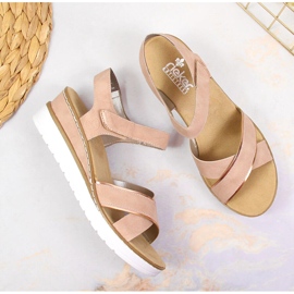 Sandalias mujer cuña rosa empolvado Rieker V38G9-31 rosado 3