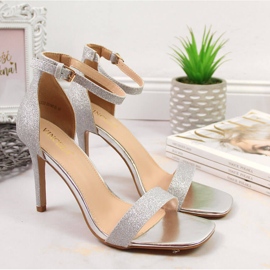 Sandalias plata Vinceza tacones altos 2